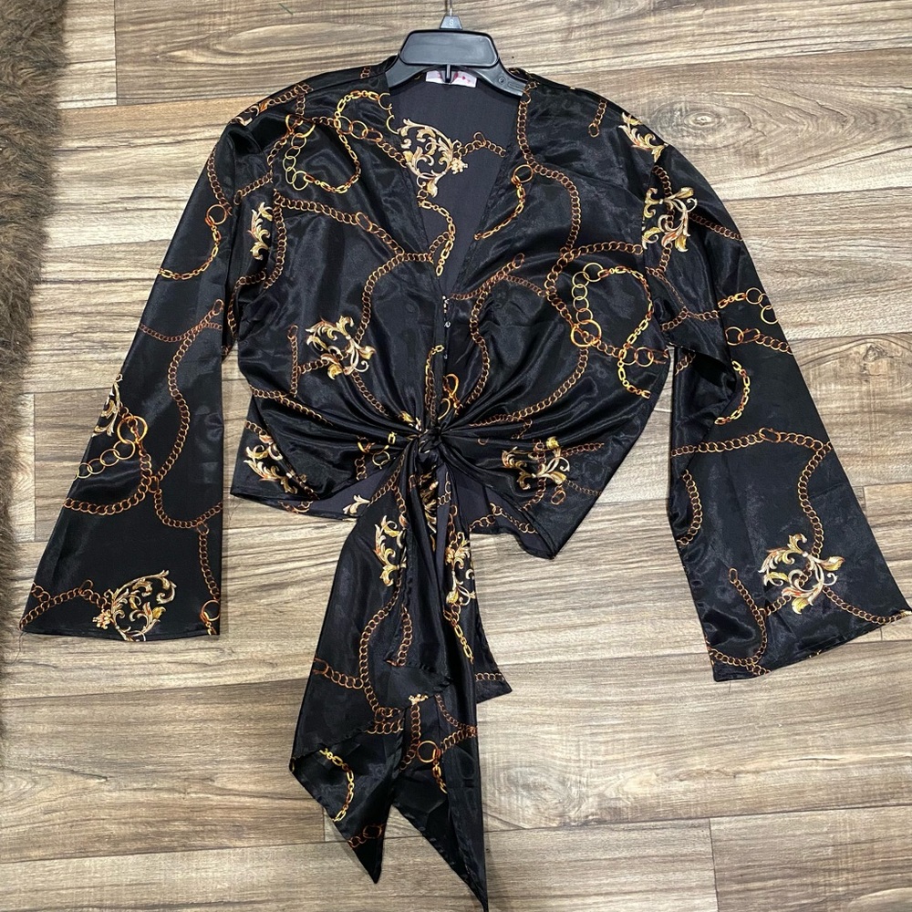 Silk Chain Link Versace Inspired Top - Picture 1 of 6